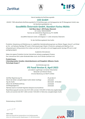 IFS-Zertifikat Farina (pdf)